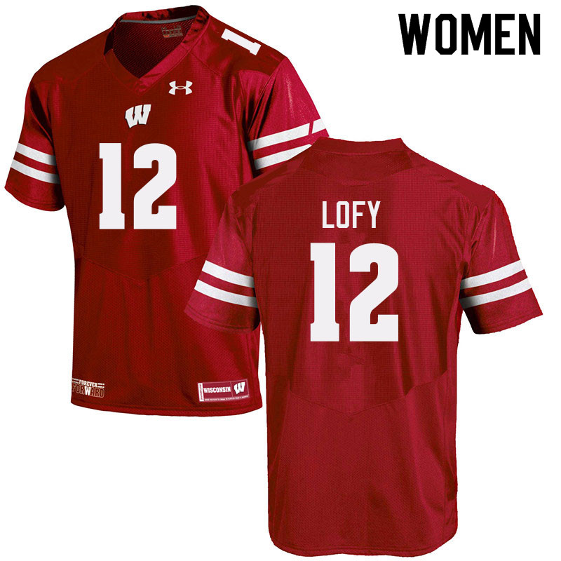 Women #12 Max Lofy Wisconsin Badgers College Football Jerseys Sale-Red